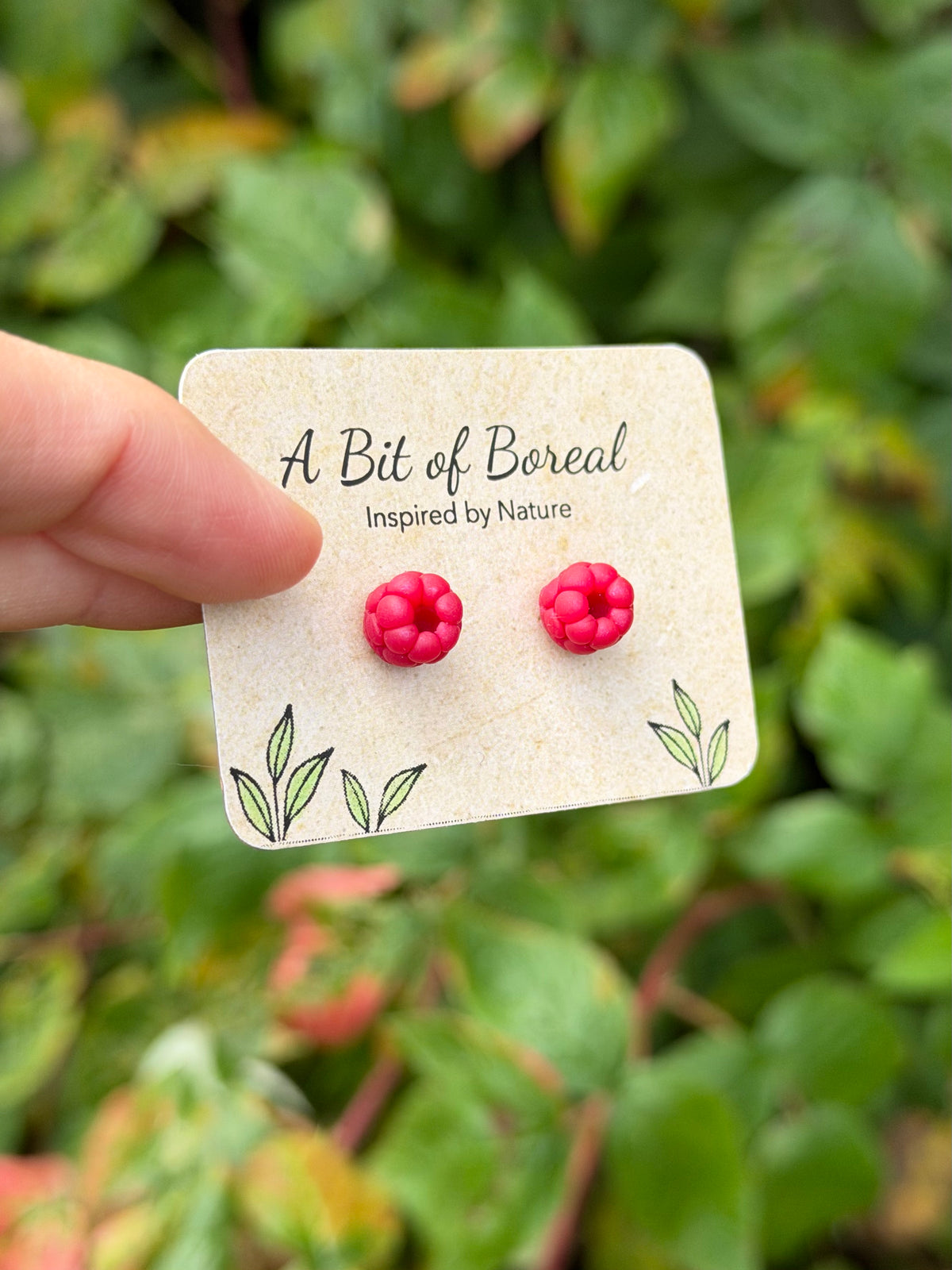 Raspberry Stud Earrings | Dainty Realistic Fruit Earrings