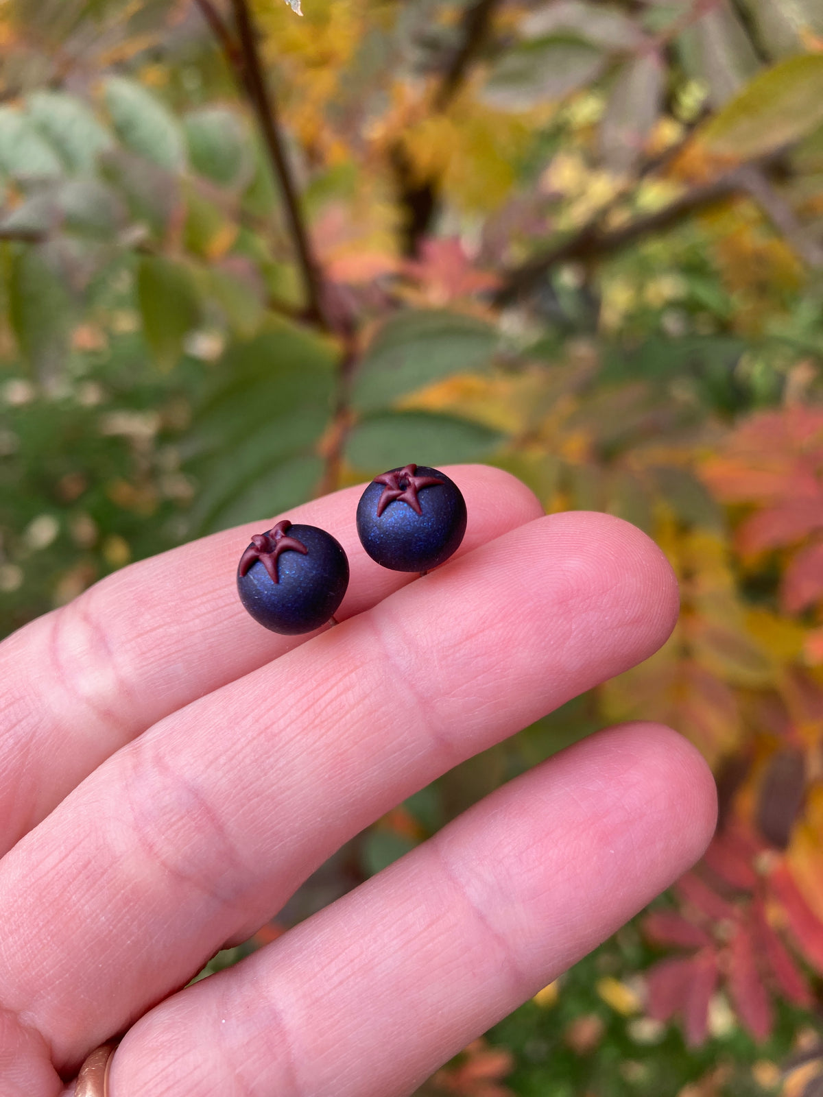 Saskatoon berry stud earrings
