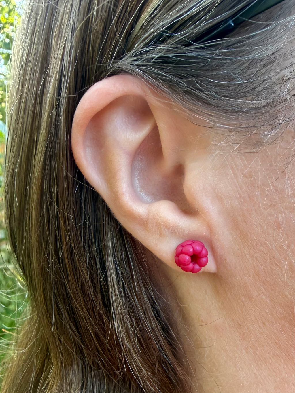 Raspberry Stud Earrings | Dainty Realistic Fruit Earrings