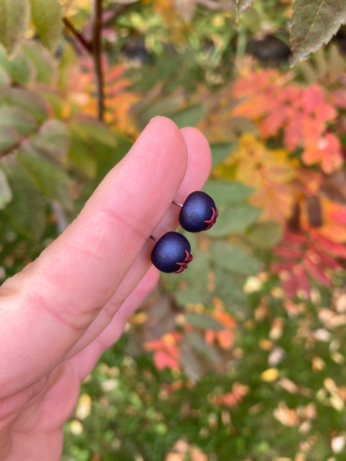 Saskatoon berry stud earrings