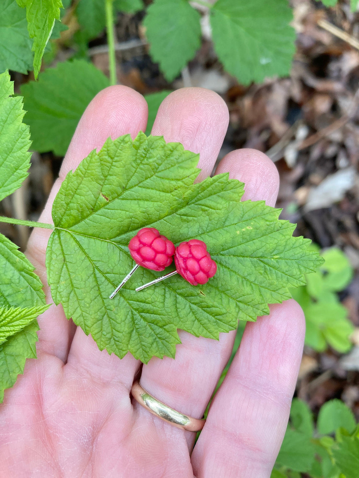 Raspberry Stud Earrings | Dainty Realistic Fruit Earrings