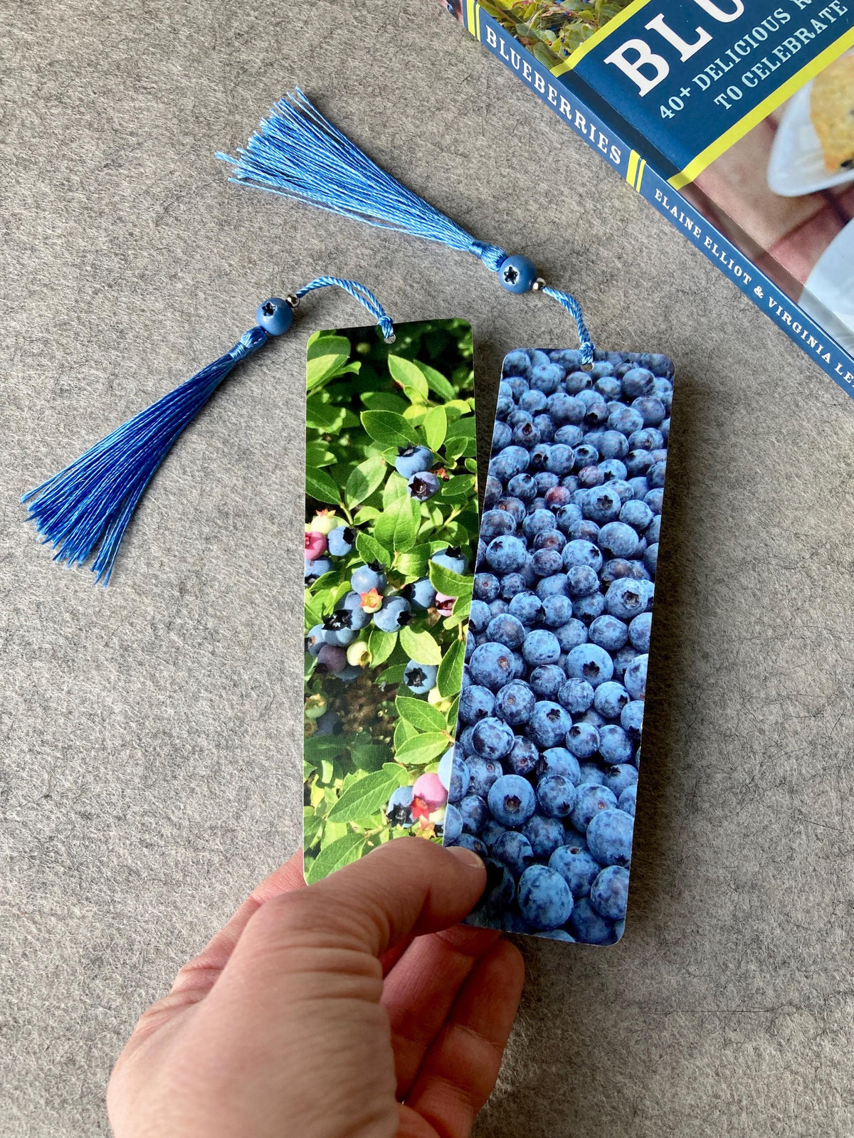 Blueberry Bookmarks with Tassels and Handmade Blueberry Bead Charms