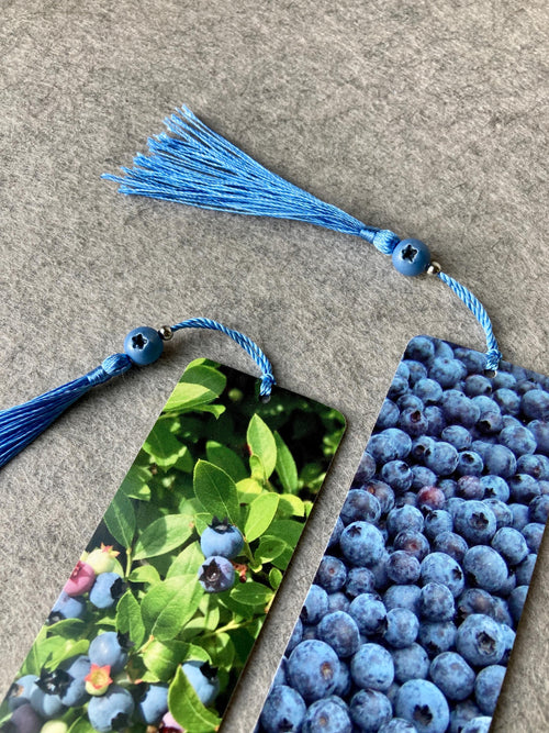 Blueberry Bookmarks with Tassels and Handmade Blueberry Bead Charms