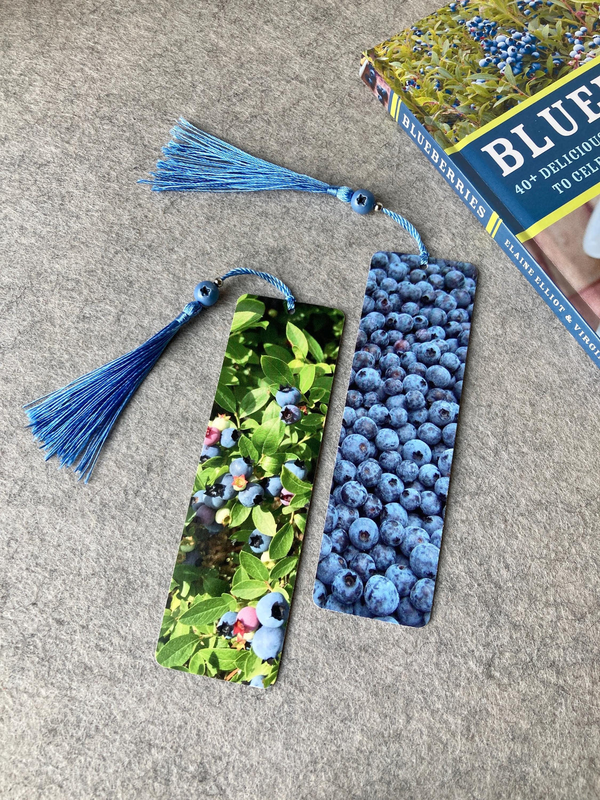 Blueberry Bookmarks with Tassels and Handmade Blueberry Bead Charms