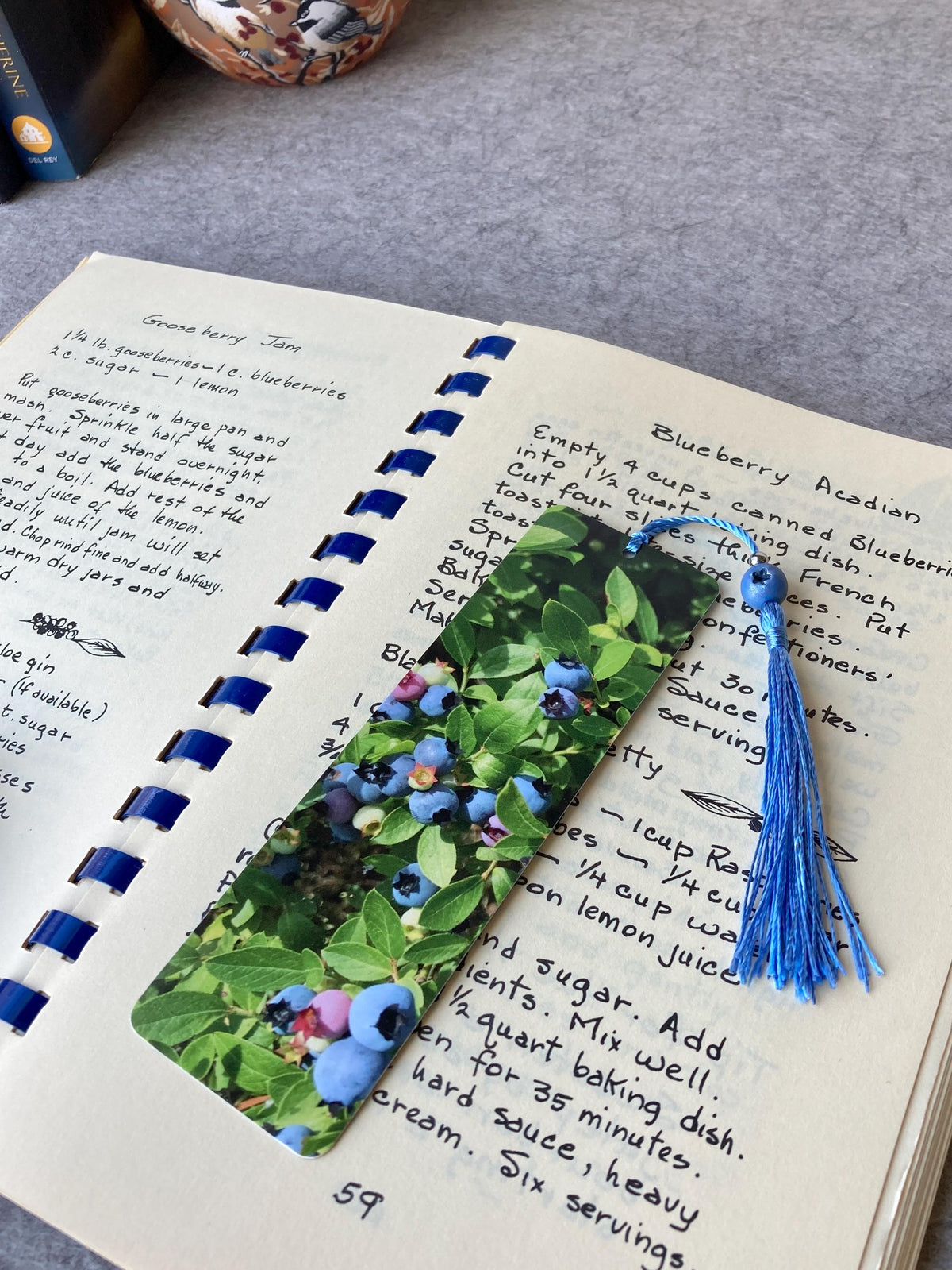 Blueberry Bookmarks with Tassels and Handmade Blueberry Bead Charms