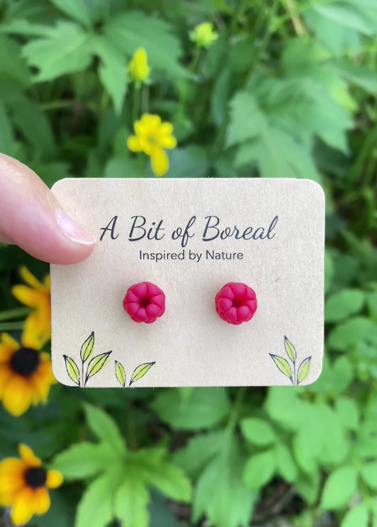 Raspberry Stud Earrings | Dainty Realistic Fruit Earrings